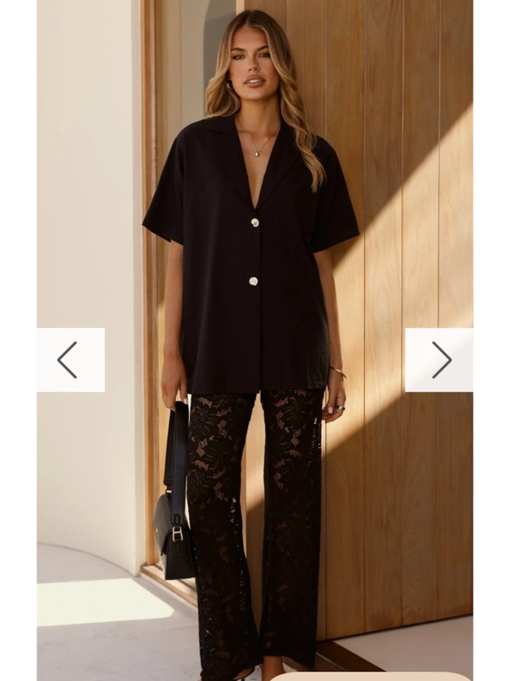 Azura Set - Lace Pants with Matching Black Button-Front Top